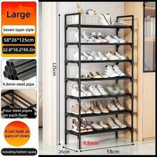 3‑8 Tier Reinforced Shoe Rack, 45/58cm Adjustable‑Length Multi‑Layer Shoe Storage Organizer, Sturdy Dust‑Proof Shoe Shelf, Space‑Saving Black Shoe Holder For Entryway, Bedroom, Dormitory And Rental Home - Multicolor - View 15