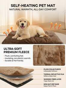 PETSIN 1 Pc Plush Dog Bed For Large Dogs, Comfortable Pet Mattress, Soft Dog Mat With Non-Slip Bottom, Durable & Machine Washable, Suitable For Large, Medium, Small Dogs And Cats, All-Season Use - Brown - View 3