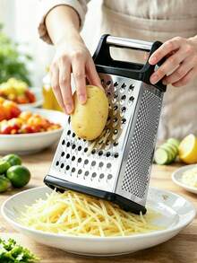 Multi-Functional Four-Sided Grater, Stainless Steel Arc-Shaped Four-Sided Grater, Slicing And Shavings, Suitable For Grilling Ginger, Garlic, Cucumber, Carrot, Cheese, Potato And Other Fruits And Vegetables, Multi-Functional Kitchen Small Tool - Multicolor - View 2