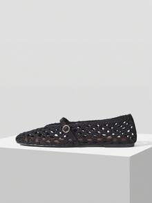 MOTF PREMIUM WOMEN'S WOVEN BOW DECOR WHITE FLATS FOR CHRISTMAS SPRING SHOES FALL SHOES - Black 1 - View 3