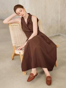 MOTF BUCKLE SIMPLE AND GENEROUS FASHION VERSATILE LEISURE WORKPLACE COMMUTE EMPTY WOMEN FLAT SHOES FALL SHOES - Brown, - View 4