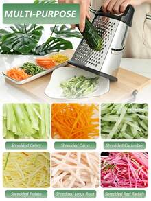 Multi-Functional Four-Sided Grater, Stainless Steel Arc-Shaped Four-Sided Grater, Slicing And Shavings, Suitable For Grilling Ginger, Garlic, Cucumber, Carrot, Cheese, Potato And Other Fruits And Vegetables, Multi-Functional Kitchen Small Tool - Multicolor - View 9