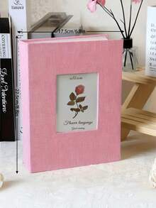 SHEIN Linen Cover Flowers Photo Album With Display Window: Modern Simplicity, Holds 200 Photos, Photo Frame Perfect For Family Memories And Gifts Easter Home Decor Wedding Decor - Multicolor - View 3