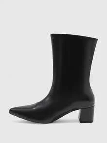 Daringsoles Soft Leather Square Toe Thick Heel Ankle Boots, Versatile And Thin Boots In Autumn And Winter, Black Medium Boots With Commuting Elegant Fall Shoes - Black 1 - View 7