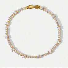 MOTF PREMIUM Vòng tay đính đá quý trắng mạ vàng 18K phong cách thanh lịch - Vàng - Xem 10