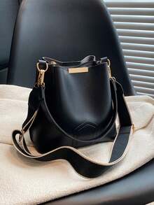 SIENNITY New Fashion Niche, Western Style, Casual Versatile Bucket Bag, Retro Classic, High-End Quality, - Black - View 1