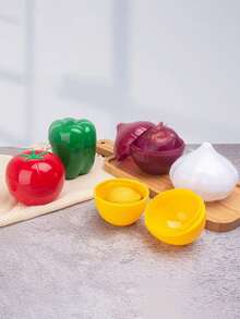 1pc/2pcs/5pcs/6pcs Reusable Vegetable/Fruit Fresh-Keeping Boxes, Lemon/Onion/Garlic/Bell Pepper/Apple/Tomato Storage Containers, Refrigerator Kitchen Utensil Cabinet Organizer,Perfect For Holiday Parties Camping Family And Leftover Food Preservation - Multicolor - View 10