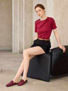 MOTF PREMIUM COMFORTABLE MINIMALIST ROUND TOE WOMEN FLAT SHOES FOR CHRISTMAS - Dark burgundy - View 10