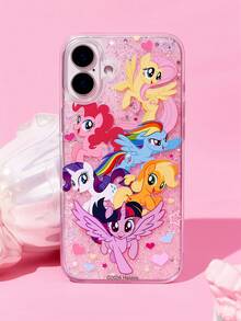 My Little Pony X SHEIN Casing Ponsel Epoxy Berkilau Merah Muda dengan Motif Kartun, Perlindungan Anti Jatuh untuk iPhone Seri 11-17 - MultiWarna - View 1