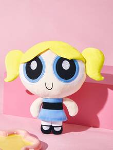 THE POWERPUFF GIRLS X SHEIN 1件卡通毛絨娃娃，由柔軟材質製成，配有精美刺繡，可放置在沙發或車內裝飾，適合作為禮物 - 黃色 - 查看 6