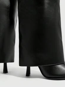 CUCCOO SZL 女款尖頭細高跟黑色長褲靴 膝上長靴 性感街頭時尚款 隱形拉鍊設計 秋冬長靴 - 黑色1 - 查看 5