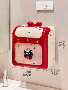 1PC Cream Style No Drill Wall Mounted Waterproof Tissue Box Holder Storage Organizer Rack For Bathroom Toilet Paper Towel Dispenser Space Saving Home Decoration - Multicolor - View 8