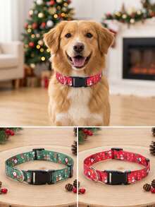 PETSIN 1PC Christmas Pet Collar, Festive Holiday Decor Accessory For Dogs - Multicolor - View 2