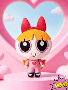 THE POWERPUFF GIRLS X SHEIN 1件卡通毛絨娃娃，採用柔軟材質搭配精緻刺繡，可放置於沙發或車內裝飾，適合作為禮物 - 紅色 - 查看 1