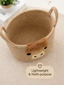 Cute Cow Cartoon Cotton Rope Woven Basket, Desktop Storage Organizer For Keys Sundries - multicolor - View 8