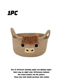 Cute Cow Cartoon Cotton Rope Woven Basket, Desktop Storage Organizer For Keys Sundries - multicolor - View 9