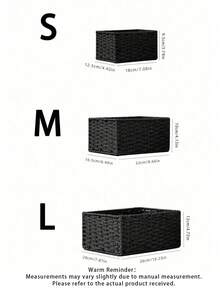1/3 Pieces Storage Baskets, Entrance Table Organizing Box For Snacks And Cosmetics, Vintage Fabric Storage Baskets For Home - Black - View 9