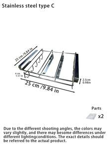1Pc Stainless Steel Cabinet Storage Rack No Drill Under‑Cabinet Hanging Kitchen Organizer With Cutting Board Rag Holder Mug Hooks Paper Towel Utensil Rack Multifunctional Kitchen Storage - View 11