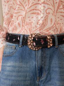 MOTF PREMIUM GAUN VINTAGE BERMOTIF HEWAN MULTI WARNA DENGAN GESPER PIN BERLIAN DAN POTONGAN PINGGANG. - MultiWarna - View 1