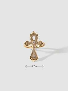 MortiRose Nhẫn cá nhân hóa phong cách Gothic hình chữ thập vàng - Cà phê vàng - Xem 10