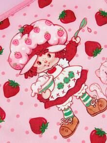 Strawberry Shortcake X SHEIN 1pc/2 Pcs Cute Cartoon Print Kitchen Insulation Set, Insulation Mat, A Must For Kitchen Baking, Effectively Isolating Heat Sources, Single/Combination - Pink - View 2