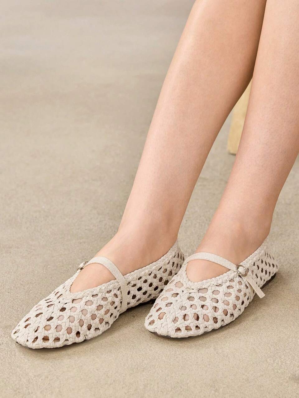 MOTF LADIES HANDMADE WHITE WOVEN FLATS FALL SHOES