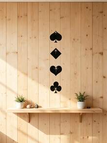 1pc Black Popular Poker Card Mirror Wall Sticker, Living Room, Bedroom Decoration, Sofa, TV Background Wall Decoration, Three-Dimensional Wall Sticker - one-size - View 2