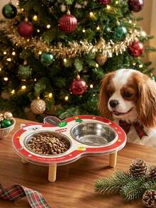 PETSIN 1 قطعة وعاء مزدوج للحيوانات الأليفة بتصميم دعم الرقبة لعيد الميلاد - 200ml - مشاهدة 2
