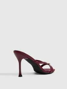CUCCOO SZL Burgundy, Open-Toed High-Heeled Sandals, Temperament Royal Sister Style, Fine Heel With Women's Shoes - Burgundy - View 3