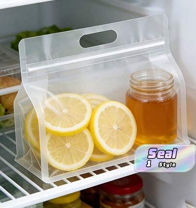 Vertical Food Storage Bag - Reusable, Transparent Material, Zipper Sealed, Suitable For Snacks, Pasta, Coffee, Tea | Anti Freezing And Leak Proof Sealing, Space Saving Kitchen Storage Solution, Gift Bag, Food Bag