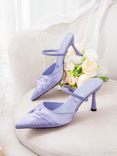 CUCCOO HITCHD Pointed Fashion Temperament Simple And Elegant Kink Bag Head Thin Heel High Heel Purple Shoes