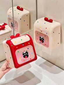 1PC Cream Style No Drill Wall Mounted Waterproof Tissue Box Holder Storage Organizer Rack For Bathroom Toilet Paper Towel Dispenser Space Saving Home Decoration - Multicolor - View 5