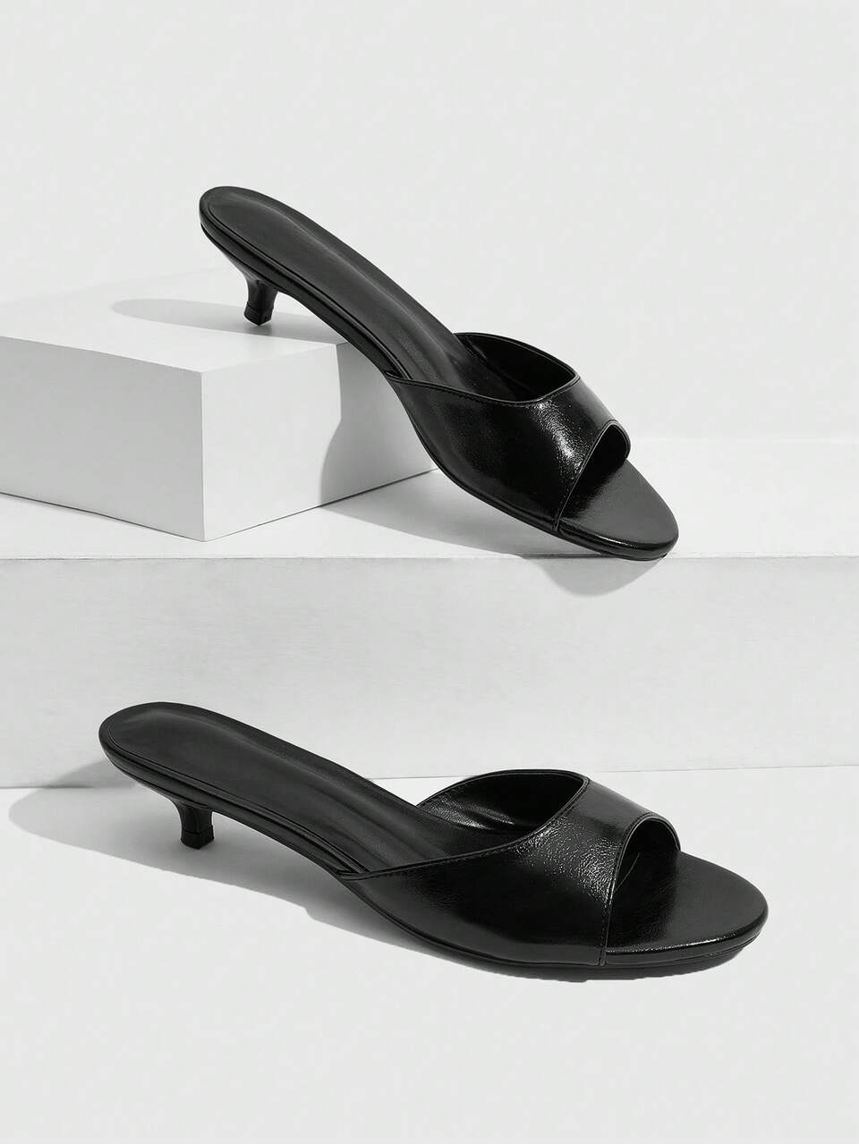 CUCCOO SZL Women Black PU Summer Fashion Versatile Heeled Sandals