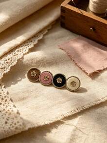 1 Pack 10 Pcs Flocked Rose Shaped Metal Buttons Round Flower Decorative Fasteners For Sweaters Windbreakers Suits Coats Outerwear Hand‑Sewn Clothing Sewing Accessories - 10pcs - View 8