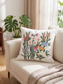 1 Piece, Ins Wind Fresh Flower Embroidered Pillowcase, Sofa Cushion Cover Decorative Pillowcase, Chenille Material, Embroidery Process, Very Suitable For Bedrooms, Sofas, Beds - Multicolor - View 10