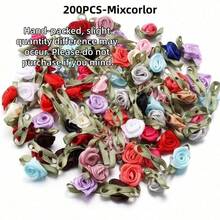 Mini Handmade Roses Flower Artificial Satin Ribbon Rosettes Fabric Appliques For Wedding Decoration Craft Sewing Accessories - Multicolor - View 36
