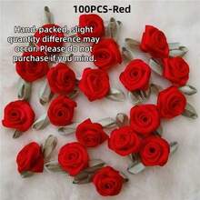 Mini Handmade Roses Flower Artificial Satin Ribbon Rosettes Fabric Appliques For Wedding Decoration Craft Sewing Accessories - Multicolor - View 15