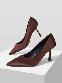 MOTF PREMIUM VINTAGE BASIC FASHION COMMUTER DINNER PARTY POINTED STILETTO HIGH HEEL SHOES - Rusty brown. - View 10