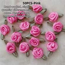 Mini Handmade Roses Flower Artificial Satin Ribbon Rosettes Fabric Appliques For Wedding Decoration Craft Sewing Accessories - Multicolor - View 24
