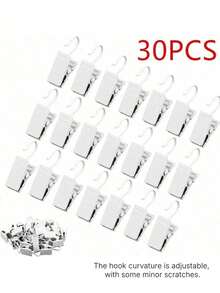 30 cái kẹp móc rèm mini bằng thép không gỉ để treo rèm và đèn dây ngoài trời, màu trắng, quà tặng sinh nhật tốt nghiệp - Nhiều màu - Xem 10