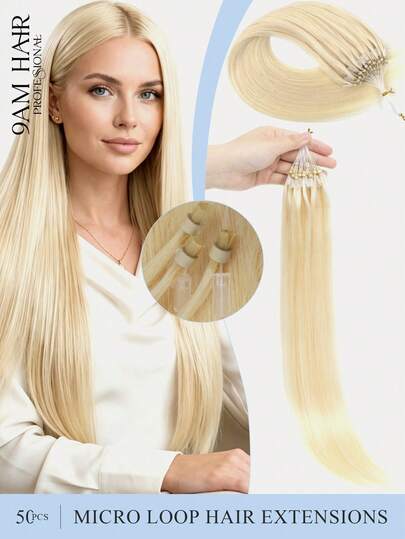 12-22 Inch Micro Loop Hair Extensions Human Hair, Color S60 Color To Platinum Blonde,Invisible Beads Thick Micro Ring Loop Hair Extensions,No Glue Needed,Easy To Shape,Soft Silky Straight Micro Loop Healthy,For Thin Hair And Salon Use All Women
