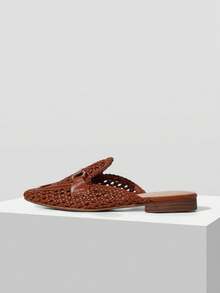 MOTF BUCKLE SIMPLE AND GENEROUS FASHION VERSATILE LEISURE WORKPLACE COMMUTE EMPTY WOMEN FLAT SHOES FALL SHOES - Brown, - View 3