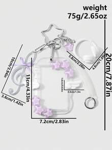 ROMWE Kawaii 1件精緻時尚百搭多色彈力繩，耳機、音符蝴蝶結、星星翅膀、壓克力卡套，DIY鑰匙圈包包吊飾 - 多色-32 - 查看 3