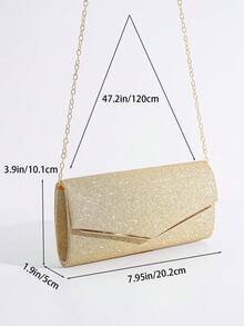 SIENNITY Lightweight, Business Casual Rhinestone Decor Bucket Bag Mini Drawstring Design,Bride, Wedding Items - Gold - View 3