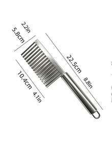 Thin Stainless Steel Potato Knife For Cutting Potatoes, Corrugated Knife, Kitchen Household Vegetable Cutting Tool, Fancy Cutter - Ultra Thin Blade For Slicing, Handle, Multipurpose Wave Cutter For Fruits & Vegetables - White - View 8