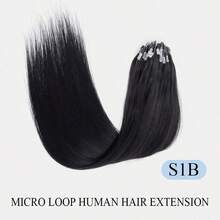 12-22 Inch Micro Loop Hair Extensions Human Hair,Color S1B Natural Black Micro Loop Design,Ultra‑Smooth & Super‑Soft Silky Straight Micro Bead Texture,Premium Healthy Remy Hair, Easy Installation,Ideal For Women Daily Hair Volume Boosting - S1B - View 19