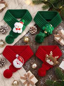 PETSIN 1PC Knitted Christmas Pet Scarf, New Year Festive Neck Decor Accessory For Cats And Dogs - Multicolor - View 2
