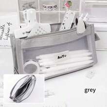 Transparent 5-Layer Mesh Pencil Case, Visible Pocket Storage Bag, School Supplies - Style 1 - View 11