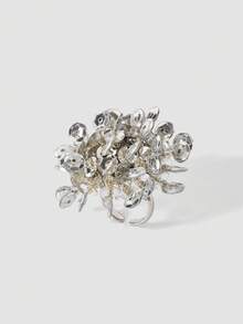 MortiRose Nhẫn hở ngọt ngào hình hoa hồng đính sequin thủ công màu bạc - Bạc - Xem 4
