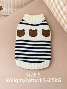 PETSIN Cat/Dog Pet Winter Striped Sweater Warm And Cute Knitted Sweater Knitted Sweater Super Cute Bear Pattern - Multicolor - View 13